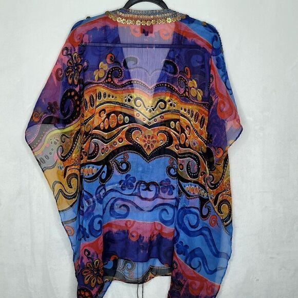 Zeugari Bohemian Silk Beach Cover Up Size Small - Picture 8 of 16